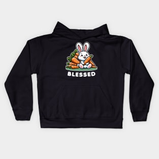 Cute Bunny Rabbit Blessed T-Shirt, Carrots Graphic Tee, Animal Lover Gift, Soft Casual Apparel, Unisex Clothing Kids Hoodie